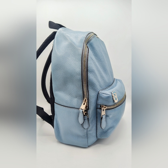 Coach woman's Campus backpack with Varsity pin & Coin Case.  Light blue. EUC - Picture 3 of 10